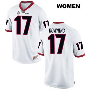 Women's Georgia Bulldogs NCAA #17 Matthew Downing Nike Stitched White Authentic College Football Jersey FBO4554CY